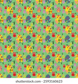 seamless easter pattern with egg green yellow colorful wallpaper cover 