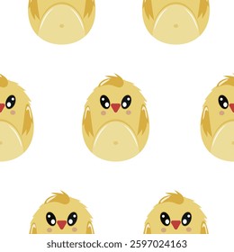 seamless Easter pattern with Easter eggs with an animal design, namely with a yellow chicken design, for Easter designs and posters