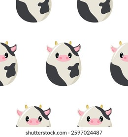 seamless Easter pattern with Easter eggs with an animal design, namely with a spotted cow design, for Easter designs and posters