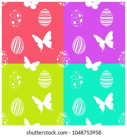 Seamless Easter pattern with eggs and butterflies