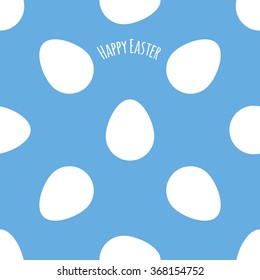 Seamless easter pattern with eggs on blue background
