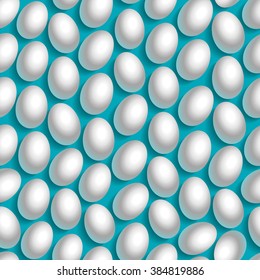 Seamless easter pattern with eggs on blue background