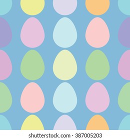 Seamless easter pattern with eggs on blue background