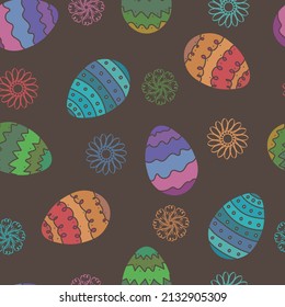 Seamless Easter pattern, eggs and patterns