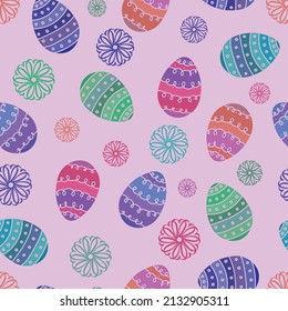 Seamless Easter pattern, eggs and patterns
