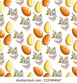 seamless easter pattern from eggs. vector holiday illustration isolated on white background