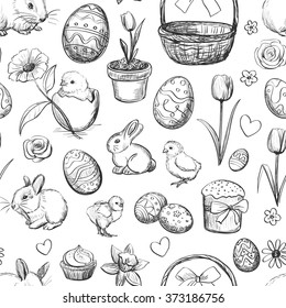 Seamless Easter pattern elements