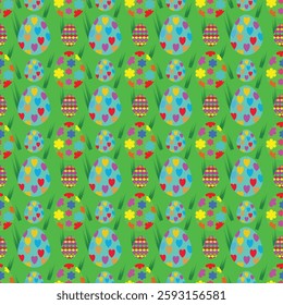 seamless easter pattern green colorful wallpaper cover cute kids egg

