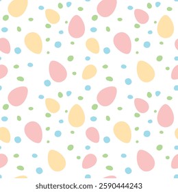 Seamless easter pattern with ornamental eggs. Vector pastel multicolor holiday decorations, backgrounds and textures. For fabric, textile, wrapping paper, packaging, web