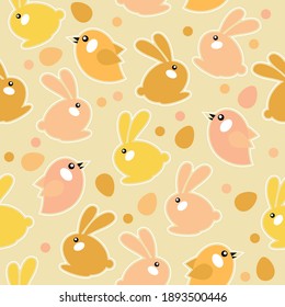 Seamless easter pattern with rabbits