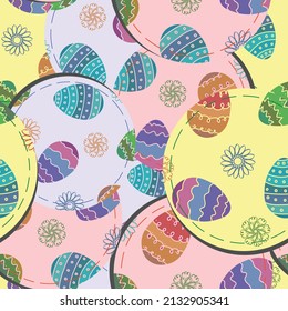 Seamless Easter pattern, round patches