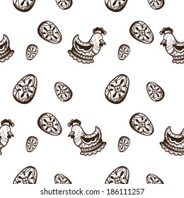 Seamless Easter pattern. Sketch vector element for holiday spring design.