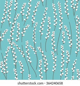 Seamless easter pattern with stylized willow  branches. Endless floral texture for your design, announcements, greeting cards, posters, advertisement.
