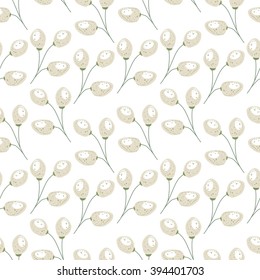 Seamless easter pattern with stylized willow branches. Endless floral texture for your design, announcements, greeting cards, posters, advertisement.