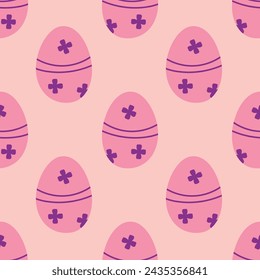 Seamless easter spring vector pattern with easters eggs
