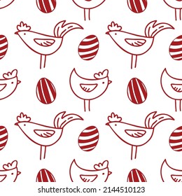 seamless easter vector pattern with birds and eggs