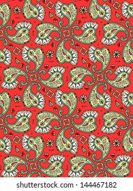 Seamless (easy to repeat) paisley pattern, print, background or wallpaper, pixel aligned, swatch included, 4 tiles here ( for high res JPEG or TIFF see image 144467185 )