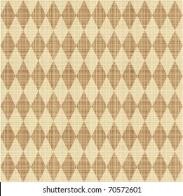 Seamless (easy to repeat - you see 9 tiles ) tan and brown harlequin pattern canvas background with fabric texture