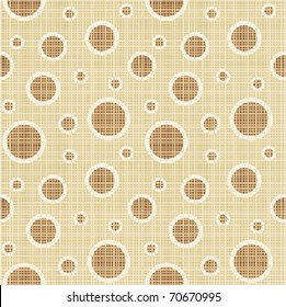 Seamless (easy to repeat - you see 4 tiles ) tan and brown circles and dots pattern canvas background (wallpaper, swatch)