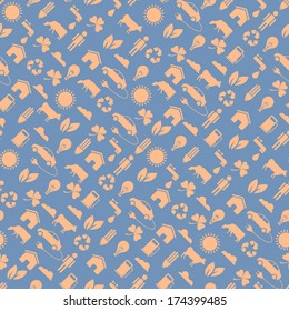 Seamless eco pattern in stylish retro colors. Vector background