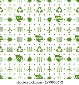 Seamless ecology pattern. Flat vector cartoon illustration. World Environment Day.