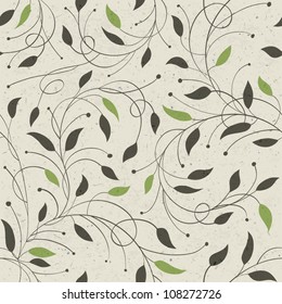 Seamless ecology pattern with leaves. Vector, EPS10