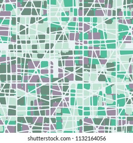 Seamless editable abstract pattern. Multi-colored camouflage texture. Divided rounded squares. The picture is covered with a network of square crossed cells.