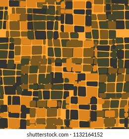 Seamless editable abstract pattern. Multi-colored camouflage texture. Divided rounded squares. 