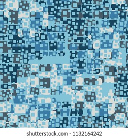 Seamless editable abstract pattern. Multi-colored camouflage texture.  Above the picture is a scattering of small rounded squares.