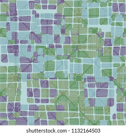 Seamless editable abstract pattern. Multi-colored camouflage texture. Divided rounded squares. The painting is covered with a network of negligibly shaded rhombuses.