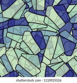 Seamless editable color pattern. The texture is made in camouflage style. The pentagons are divided into three parts. 