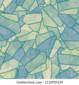 Seamless editable color pattern. The texture is made in camouflage style. The pentagons are divided into three parts. On the surface there are diagonally drawn squares.