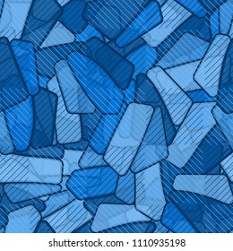 Seamless editable color pattern. The texture is made in camouflage style. The pentagons are divided into three parts. On the surface there are diagonally drawn squares.
