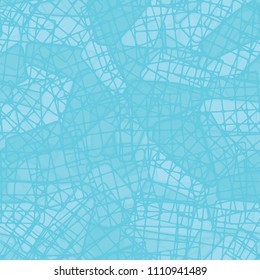 Seamless editable color pattern. The texture is made in camouflage style. The pentagons are divided into three parts. In the figure there are chaotically located square fragments of networks.