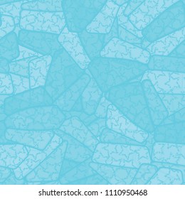 Seamless editable color pattern. The texture is made in camouflage style. The pentagons are divided into three parts. The painting shows the battered five-pointed stars located chaotically.