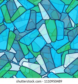 Seamless editable color pattern. The texture is made in camouflage style. The pentagons are divided into three parts. The picture is shaded by diagonally arranged lines, grouped into squares.
