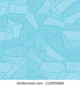 Seamless editable color pattern. The texture is made in camouflage style. The pentagons are divided into three parts. A network of small squares is thrown on the picture.