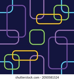 Seamless editable geometric pattern on dark blue background