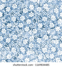 Seamless editable ice color pattern.
In the foreground of the picture are drawn large and small snowflakes.