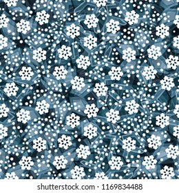 Seamless editable ice color pattern.
In the foreground of the picture are drawn large and small snowflakes.