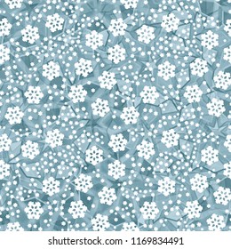 Seamless editable ice color pattern.
In the foreground of the picture are drawn large and small snowflakes.