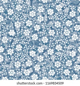 Seamless editable ice color pattern.
In the foreground of the picture are drawn large and small snowflakes.
