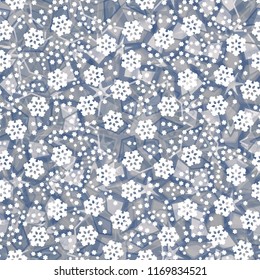 Seamless editable ice color pattern.
In the foreground of the picture are drawn large and small snowflakes.
