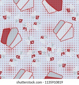 Seamless editable pattern consisting of broken pentagons.
Against the background, there is a texture from the rows of five-pointed stars of different sizes.