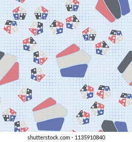 Seamless editable pattern consisting of broken pentagons.
Against the background, there is a texture from the rows of five-pointed stars of different sizes.