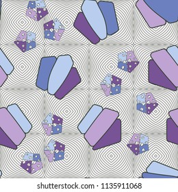Seamless editable pattern consisting of broken pentagons.
Against the background there is a texture in the form of a grid consisting of thin lines forming squares.