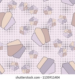 Seamless editable pattern consisting of broken pentagons.
Against the background, there is a texture from the rows of five-pointed stars of different sizes.