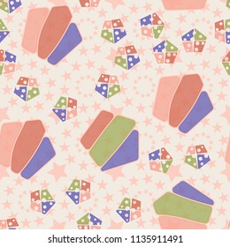 Seamless editable pattern consisting of broken pentagons.
Against the backdrop there is a texture of five-pointed stars forming circles.