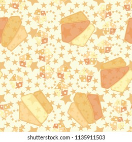 Seamless editable pattern consisting of broken pentagons.
Against the backdrop there is a texture of five-pointed stars forming circles.