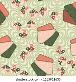 Seamless editable pattern consisting of broken pentagons.
Against the background there is a texture in the form of a grid consisting of thin lines forming squares.